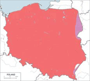 Zięba (zwyczajna) – mapa występowania w Polsce