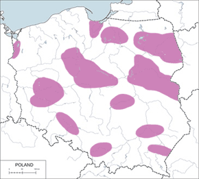 Zielonka - mapa występowania w Polsce