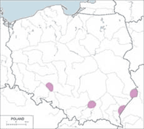 Żołna (zwyczajna) – mapa występowania w Polsce