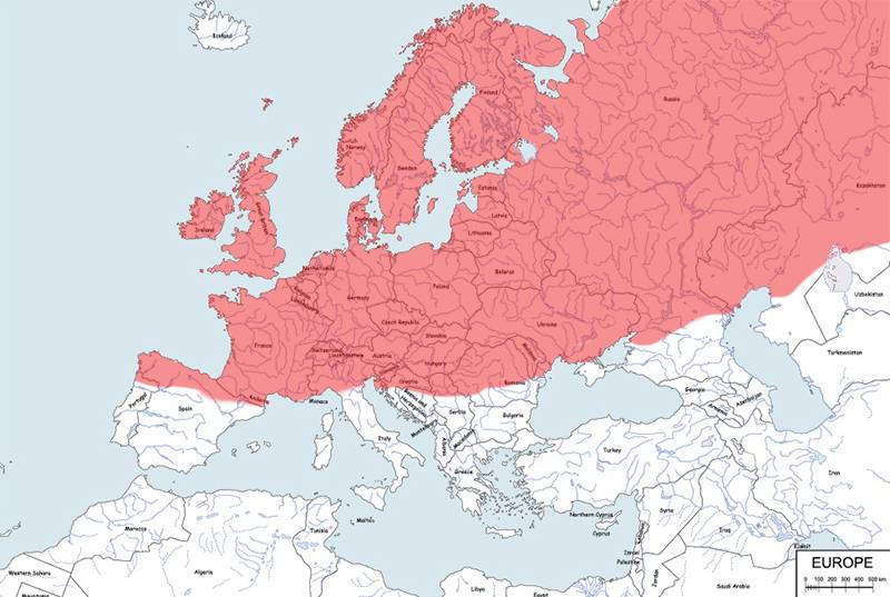 gronostaj europejski - mapa
