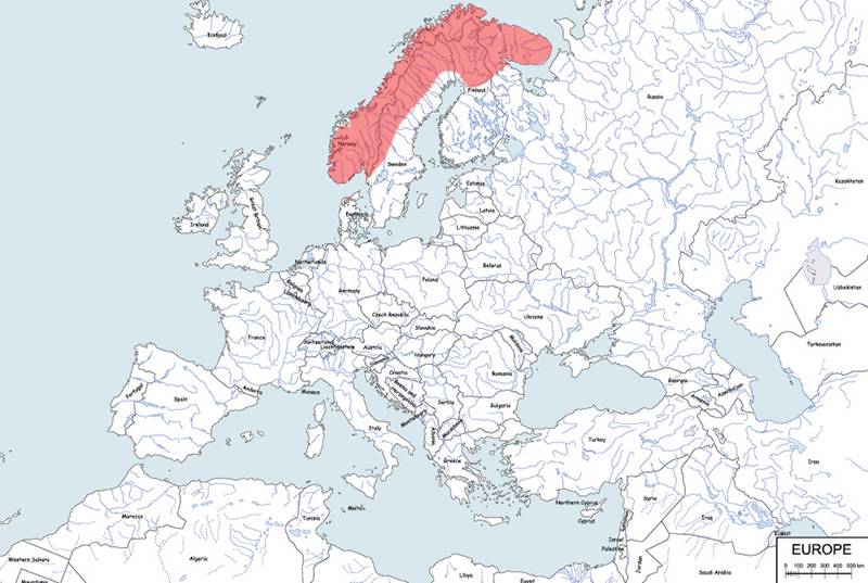 leming norweski - mapa