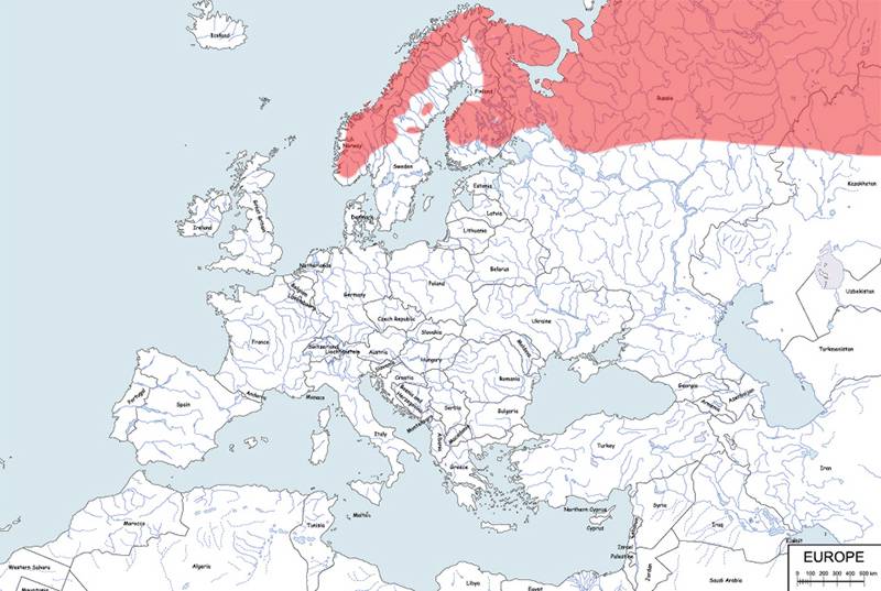 rosomak tundrowy - mapa