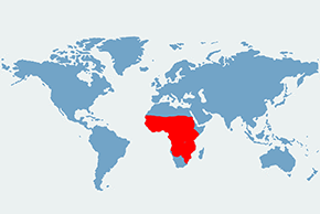 Cyweta afrykańska – mapa występowania na świecie