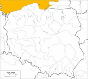 Delfinowiec  białonosy – mapa występowania w Polsce