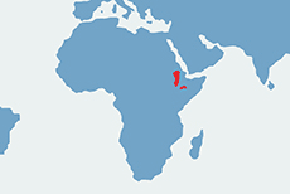 Dżelada brunatna - mapa występowania na świecie
