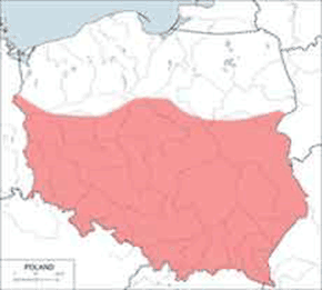 Gacek szary - mapa występowania w Polsce