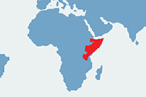 Gerenuk długoszyi - mapa występowania na świecie