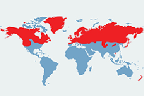 Gronostaj - mapa występowania na świecie