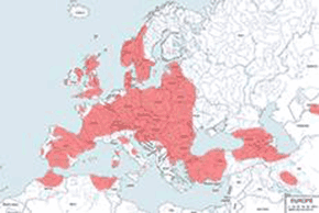 Jeleń szlachetny - mapa występowania na świecie