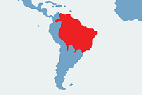 Koendu brazylijski - mapa występowania na świecie