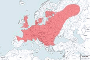 Kret europejski - mapa występowania na świecie