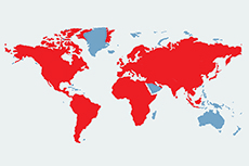 Wydra - mapa występowania na świecie