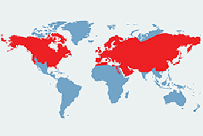 Lis rudy – mapa występowania na świecie