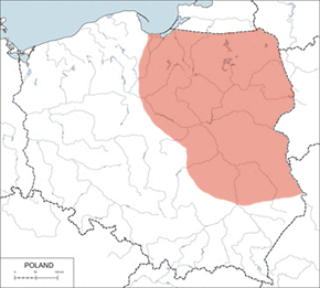 Łoś - mapa występowania w Polsce