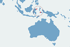 Makak czubaty, makak czarny - mapa występowania na świecie