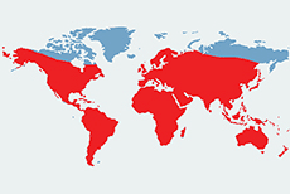 Mysz domowa - mapa występowania na świecie