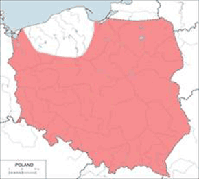 Orzesznica leszczynowa - mapa występowania w Polsce