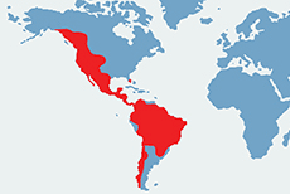 Puma płowa – mapa występowania na świecie