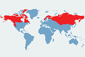 Rosomak tundrowy - mapa występowania na świecie