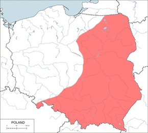 Smużka leśna - mapa występowania w Polsce