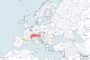 Świstak alpejski - mapa występowania na świecie