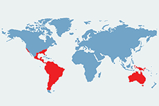 Mapa występowania torbaczy na świecie