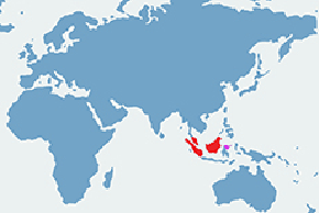 Wiewiórczak trójbarwny - mapa występowania na świecie