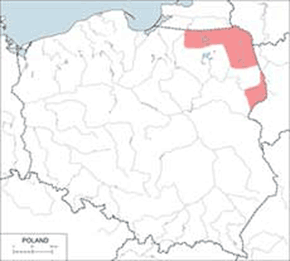 Zając bielak - mapa występowania w Polsce