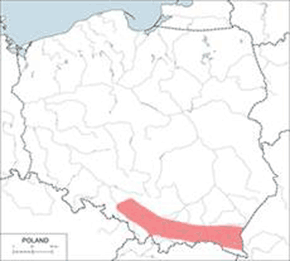 Żołędnica europejska - mapa występowania w Polsce