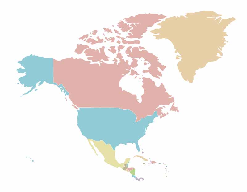 mapa Ameryki Północnej