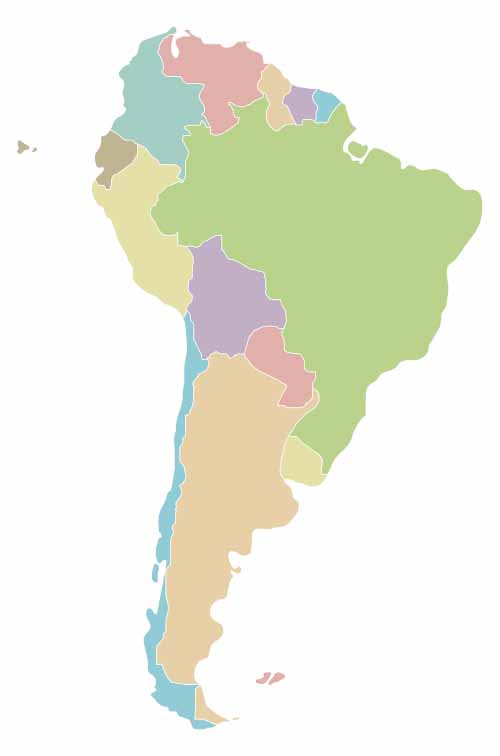 mapa Ameryki Południowej