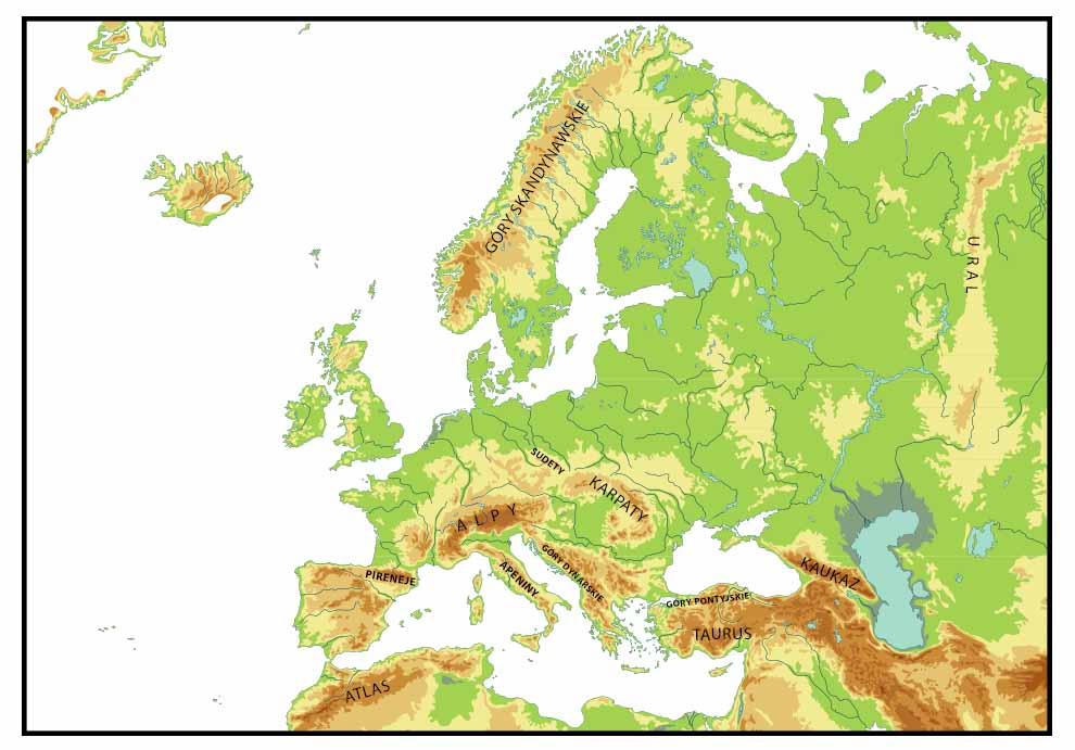 góry Europy - mapa