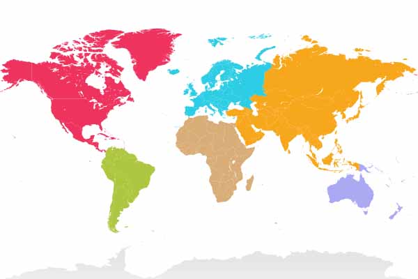 Mapa - kontynenty świata