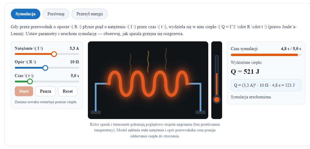 Symulacja — Prawo Joule'a-Lenza - Medianauka.pl — symulacja interaktywna