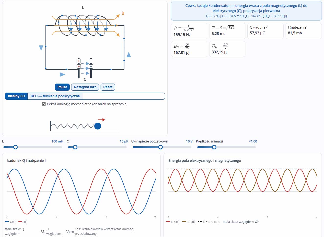Drgania elektromagnetyczne — symulacja - Medianauka.pl — symulacja interaktywna