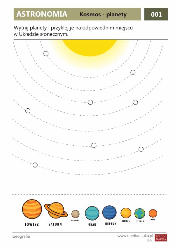 Karta pracy Kosmos - planety