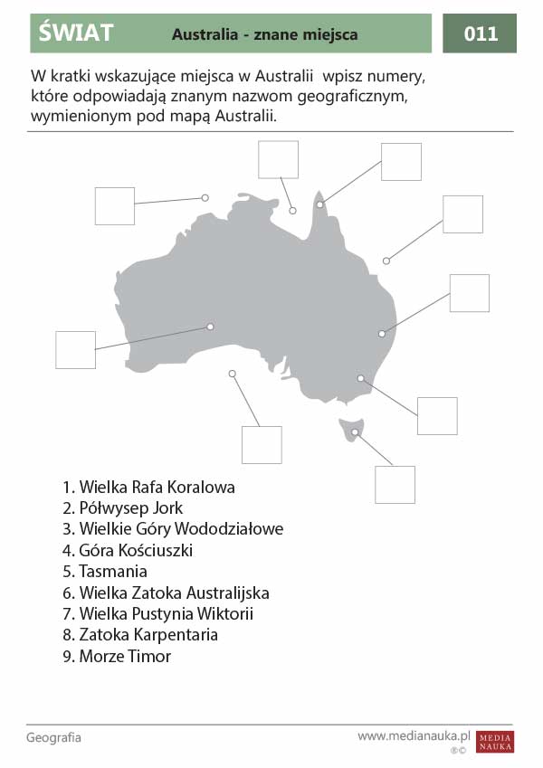 Karta pracy Australia — znane miejsca