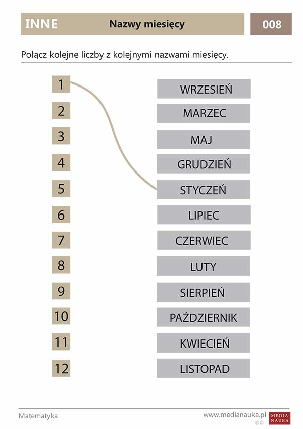 Druku Nazwy Miesięcy Dla Dzieci Do Wydruku Karta pracy nr 8 - Inne — nazwy miesięcy - medianauka.pl