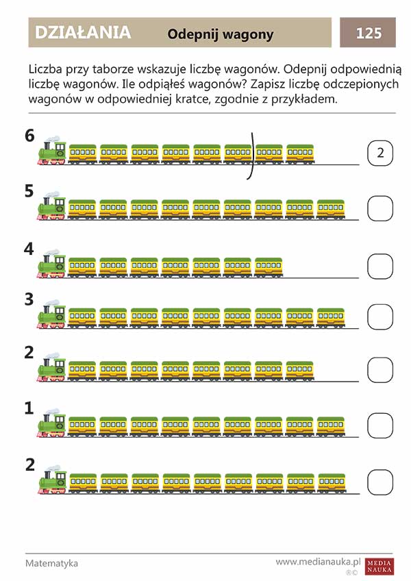 Karta pracy Odepnij wagony