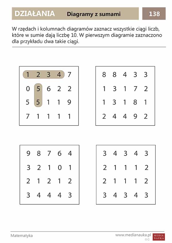 Karta pracy Diagramy z sumami