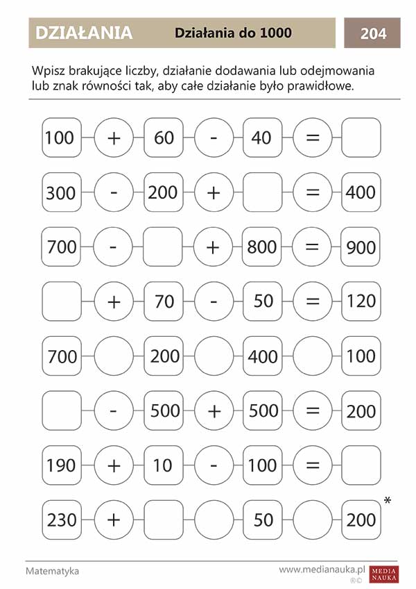 Karta pracy Działania do 1000
