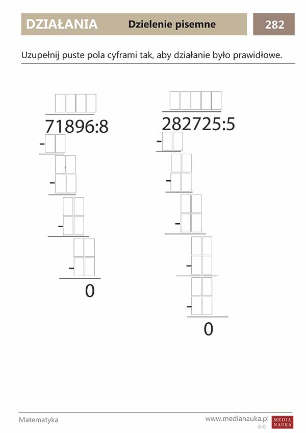 Karta pracy Dzielenie pisemne