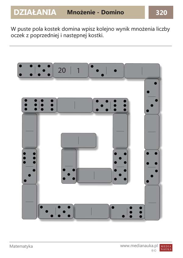 Karta pracy Mnożenie - Domino