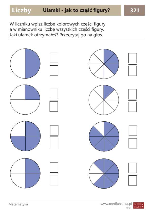 Karta pracy Ułamki - jak to część figury? Część I