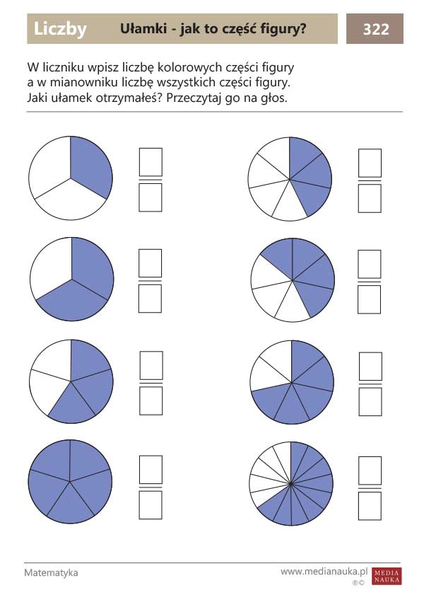 Karta pracy Ułamki - jak to część figury? Część II
