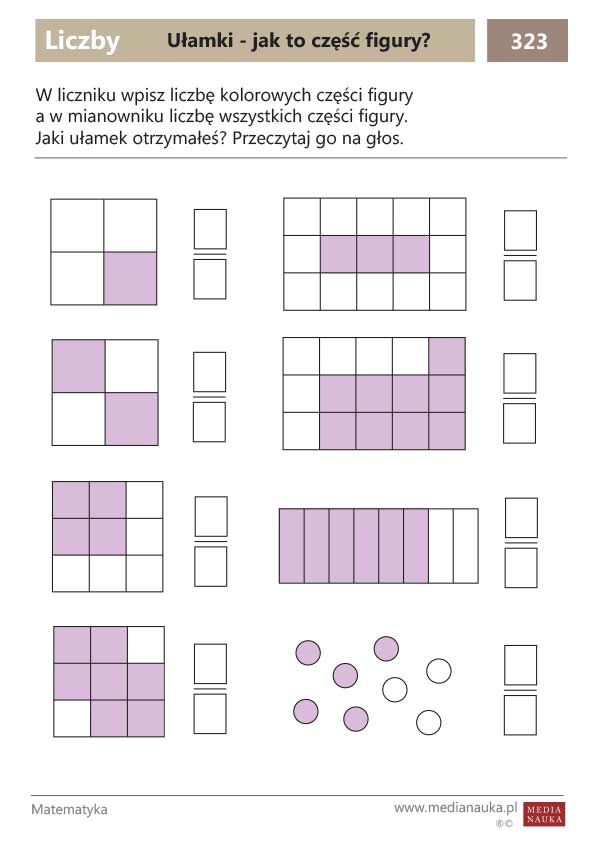 Karta pracy Ułamki - jak to część figury? Część III