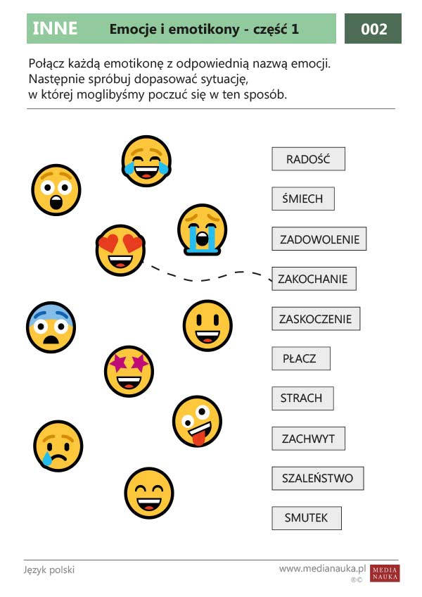Karta pracy Emocje i emotikony - część 1