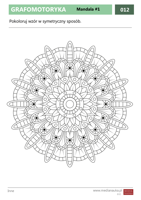 Karta pracy Grafomotoryka - Mandala #1