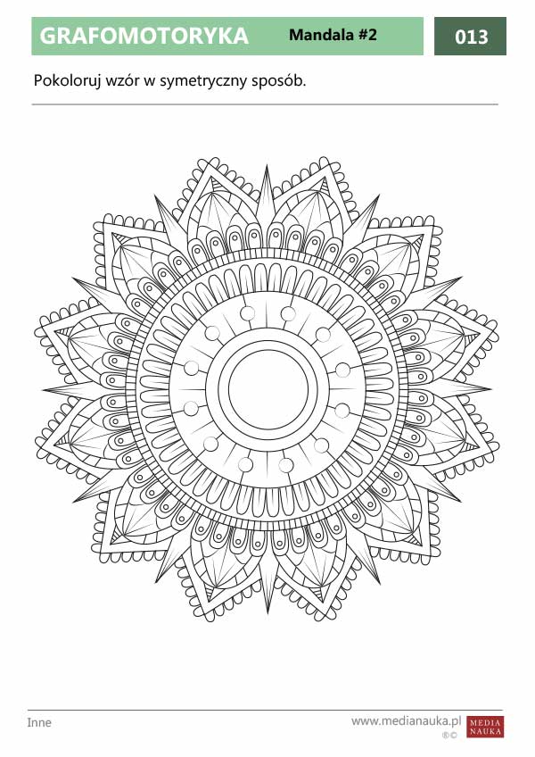 Karta pracy Grafomotoryka - Mandala #2
