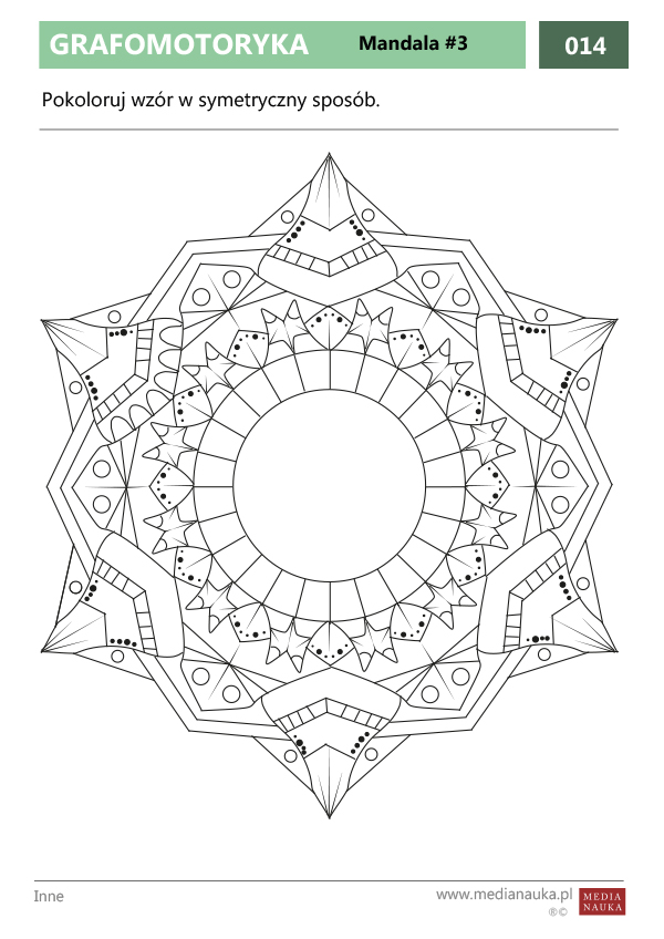 Karta pracy Grafomotoryka - Mandala #3